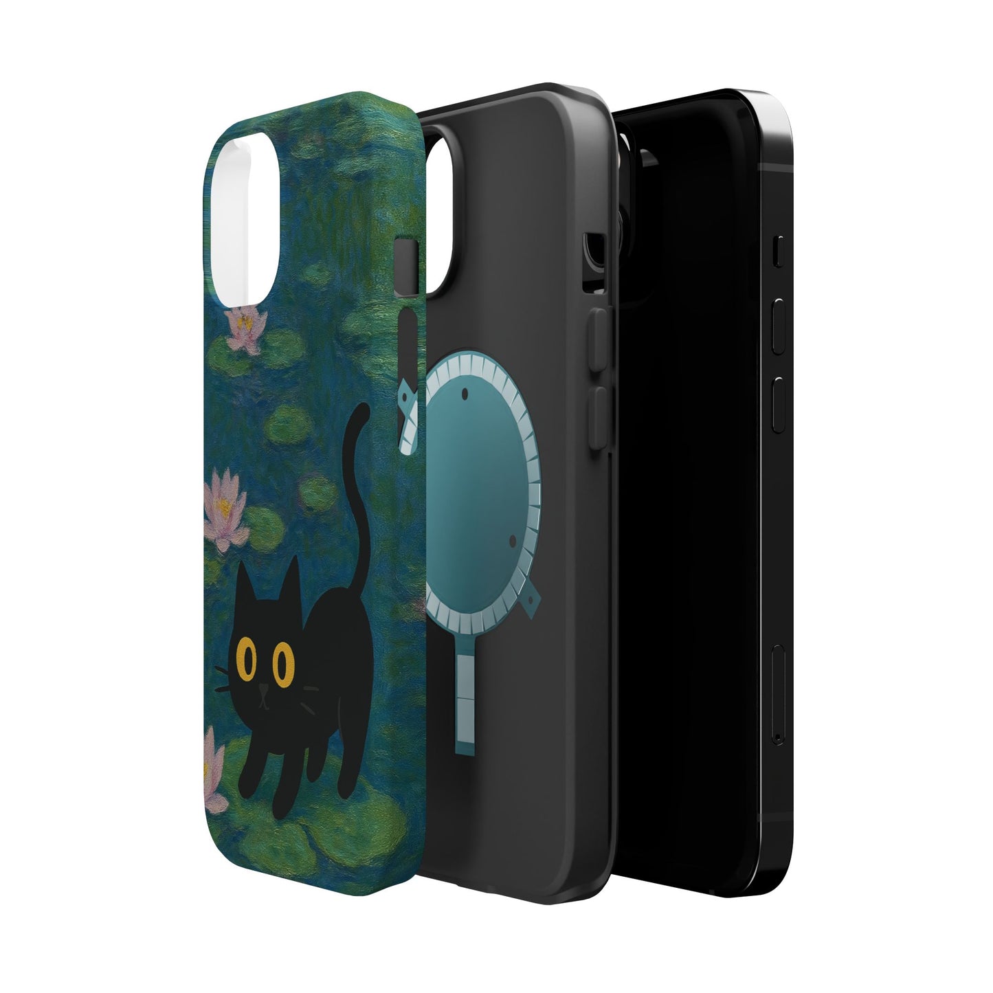 Water Lily Cat โ Monet Inspired โ iPhone 16, 15, 14, 13 โ MagSafe Magnetic Tough Case by HitStickers