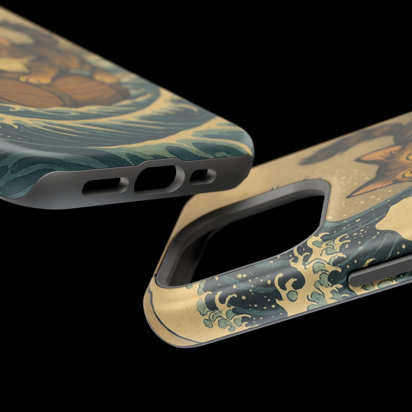 The Great Wave Cat โ Hokusai Inspired โ iPhone 16, 15, 14, 13 โ MagSafe Magnetic Tough Case by HitStickers