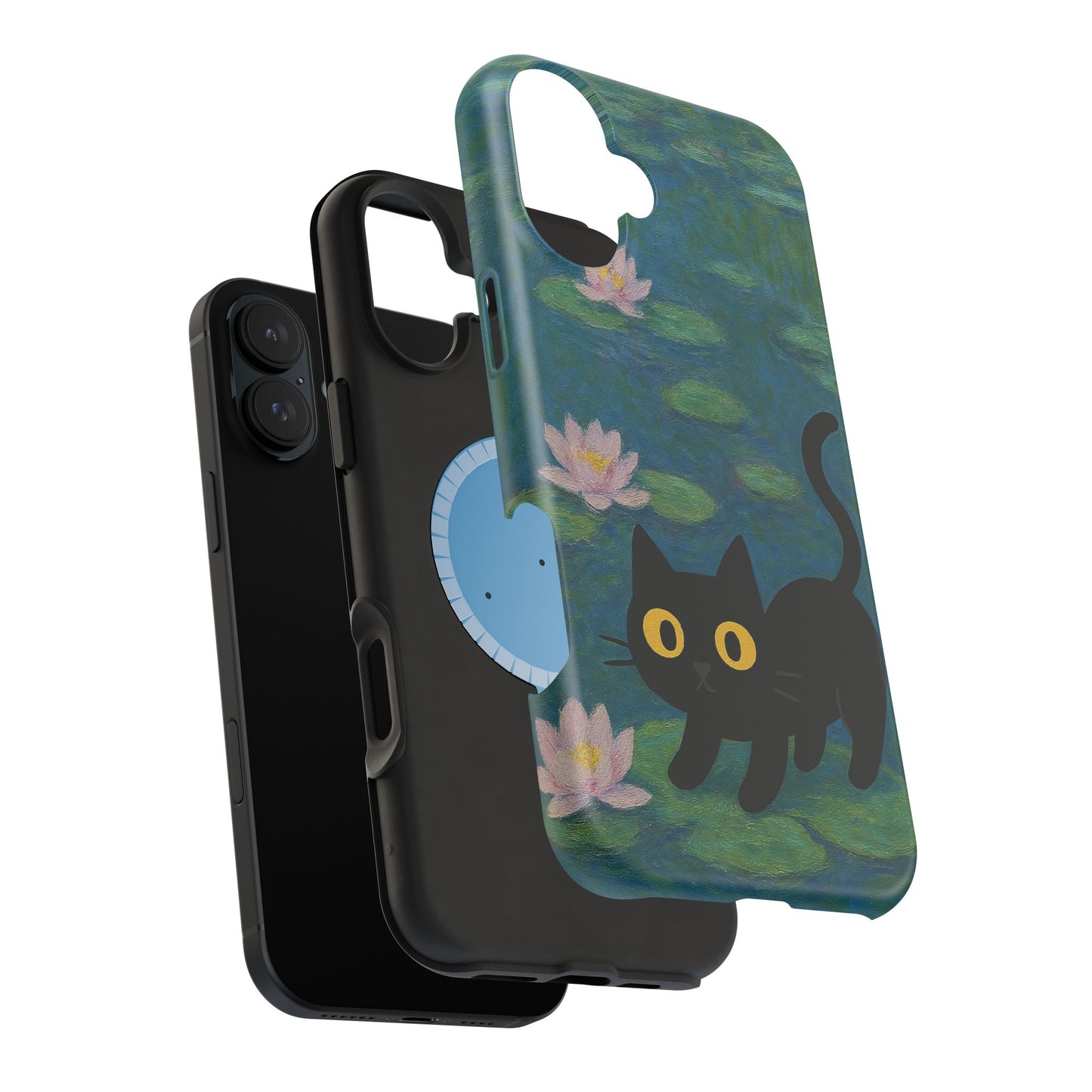 Water Lily Cat โ Monet Inspired โ iPhone 16, 15, 14, 13 โ MagSafe Magnetic Tough Case by HitStickers