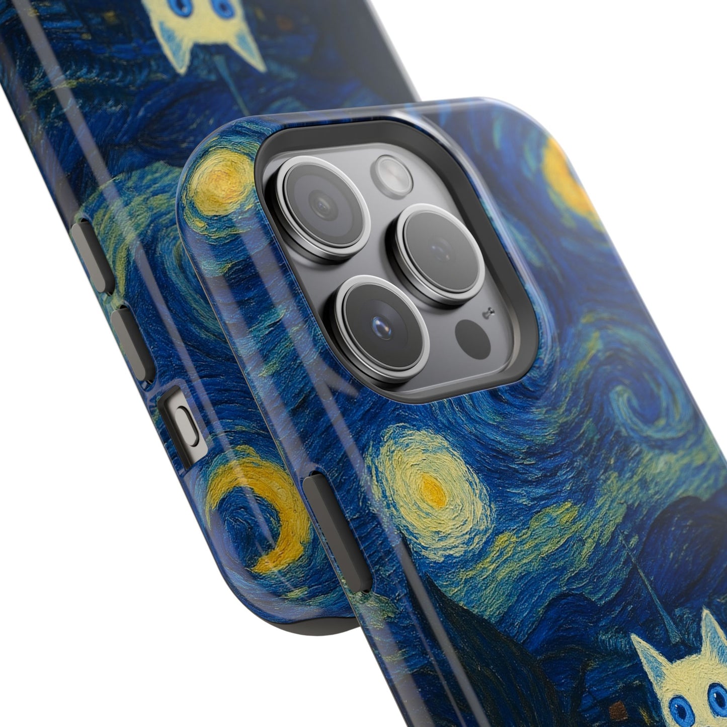Starry Night Cat โ Van Gogh Inspired โ iPhone 16, 15, 14, 13 โ MagSafe Magnetic Tough Case by HitStickers