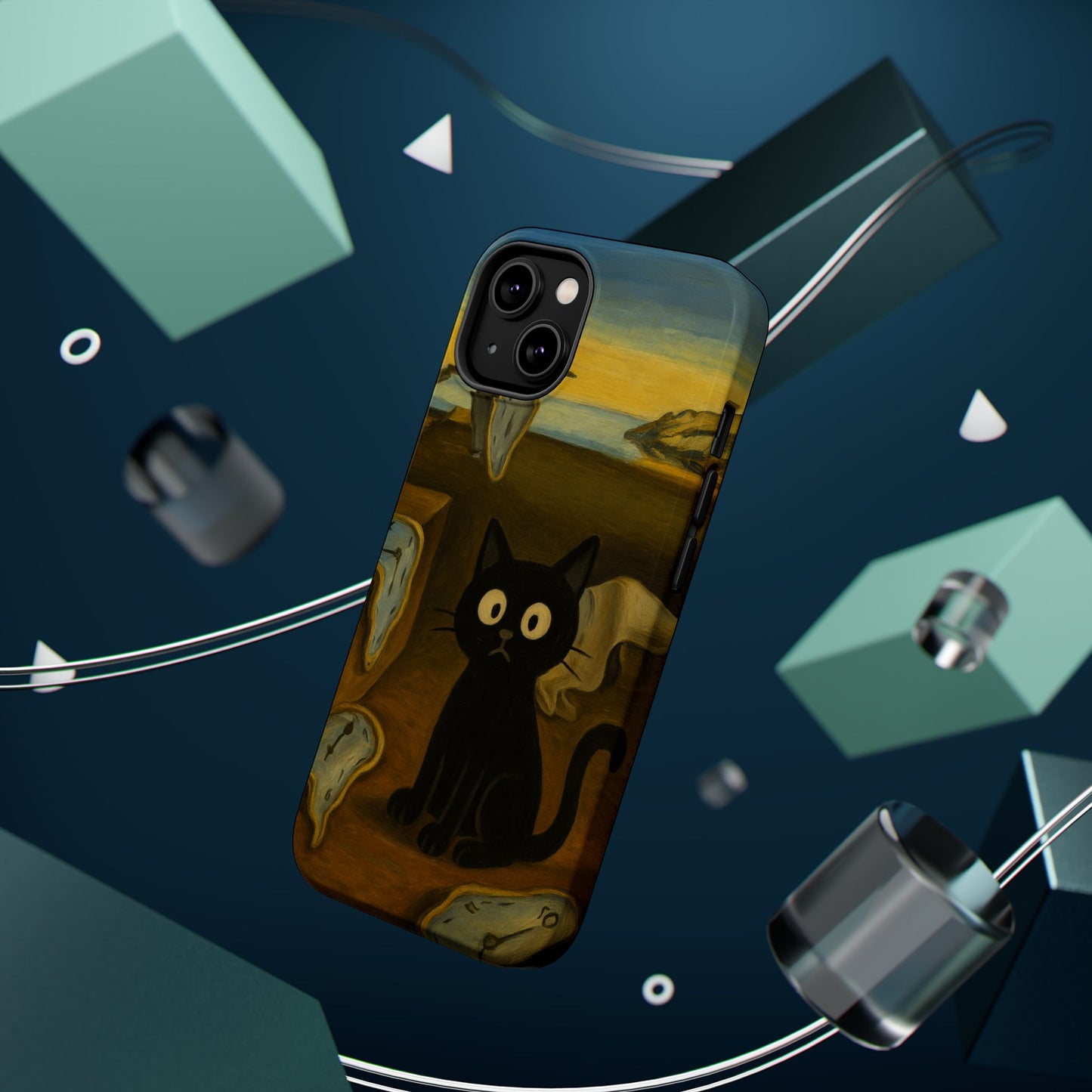 The Cat of Melting Time – Dalí Inspired – iPhone 16, 15, 14, 13 – MagSafe Magnetic Tough Case by HitStickers