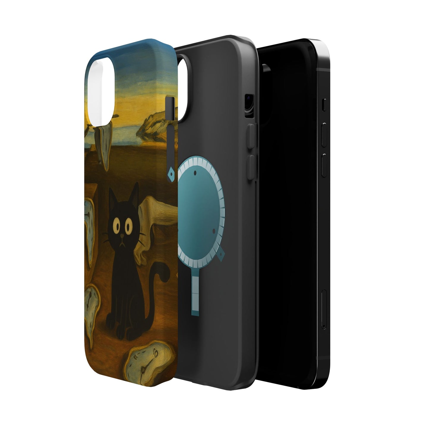 The Cat of Melting Time – Dalí Inspired – iPhone 16, 15, 14, 13 – MagSafe Magnetic Tough Case by HitStickers