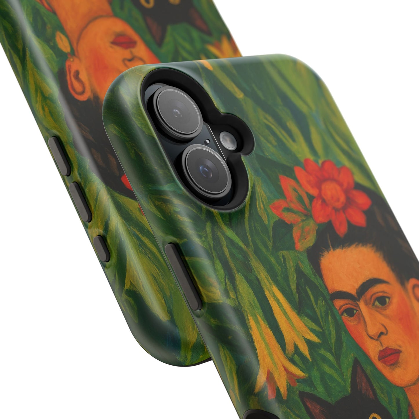 Frida & the Black Cat โ Kahlo Inspired โ iPhone 16, 15, 14, 13 โ MagSafe Magnetic Tough Case by HitStickers