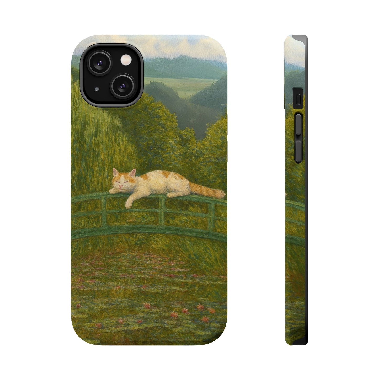 Sleeping Cat on the Japanese Bridge โ Monet Inspired โ iPhone 16, 15, 14, 13 โ MagSafe Magnetic Tough Case by HitStickers