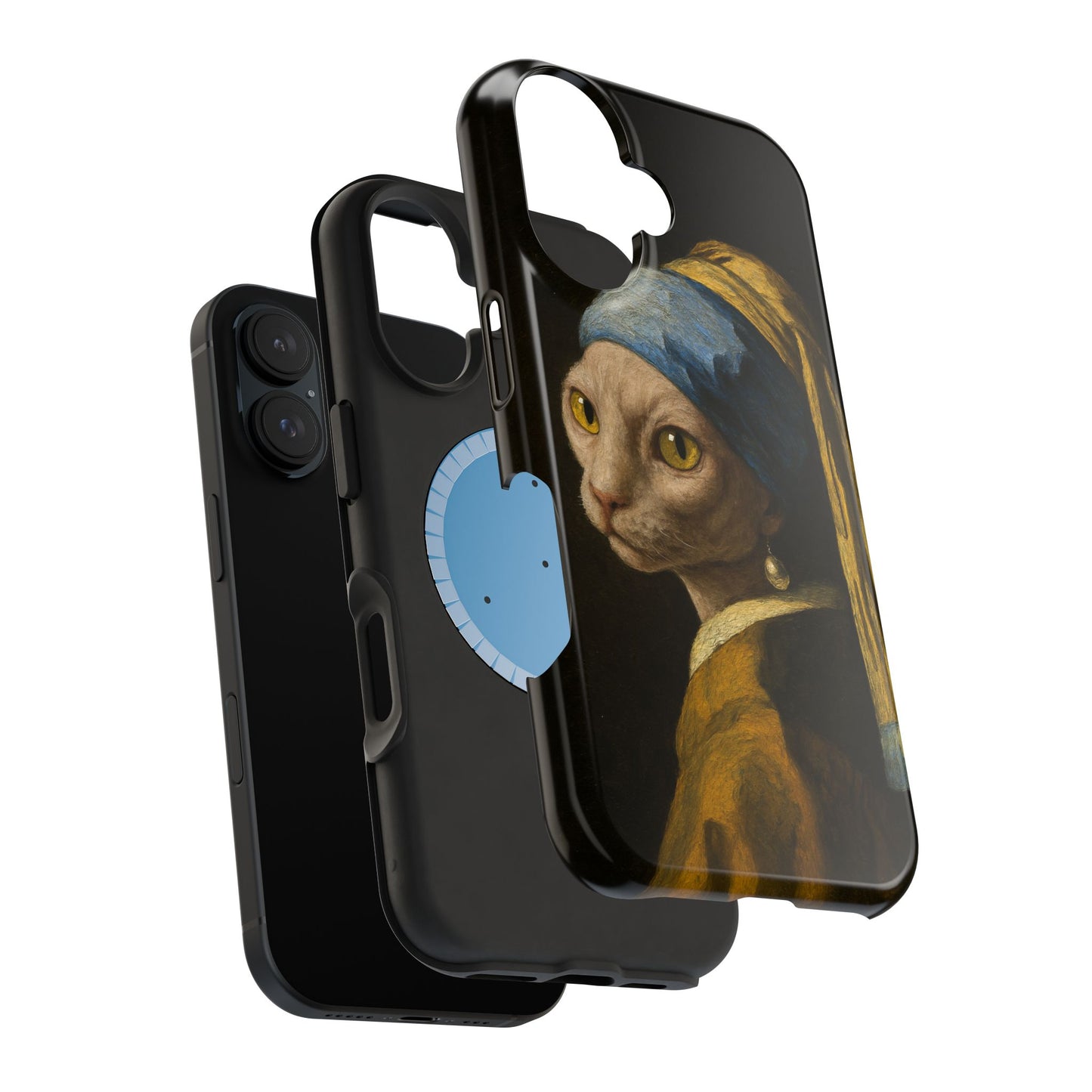 Cat with a Pearl Earring โ Vermeer Inspired โ iPhone 16, 15, 14, 13 โ MagSafe Magnetic Tough Case by HitStickers