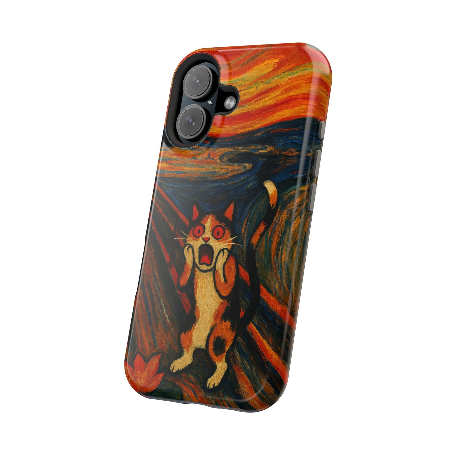The Cat Scream โ Munch Inspired โ iPhone 16, 15, 14, 13 โ MagSafe Magnetic Tough Case by HitStickers