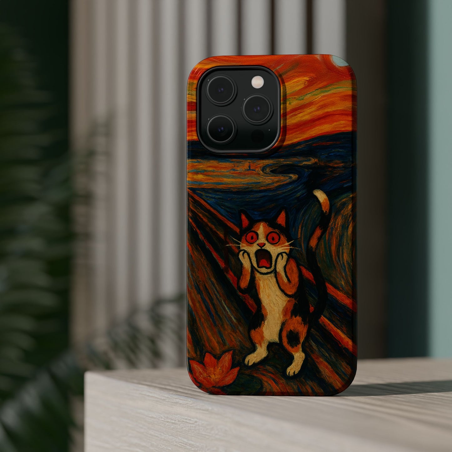 The Cat Scream โ Munch Inspired โ iPhone 16, 15, 14, 13 โ MagSafe Magnetic Tough Case by HitStickers