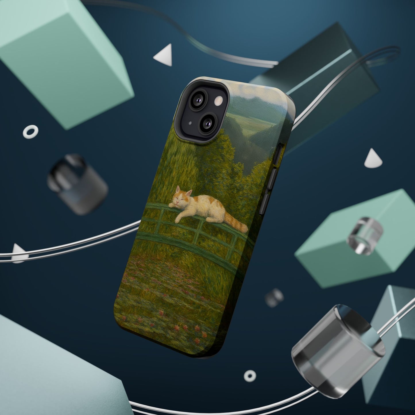 Sleeping Cat on the Japanese Bridge โ Monet Inspired โ iPhone 16, 15, 14, 13 โ MagSafe Magnetic Tough Case by HitStickers