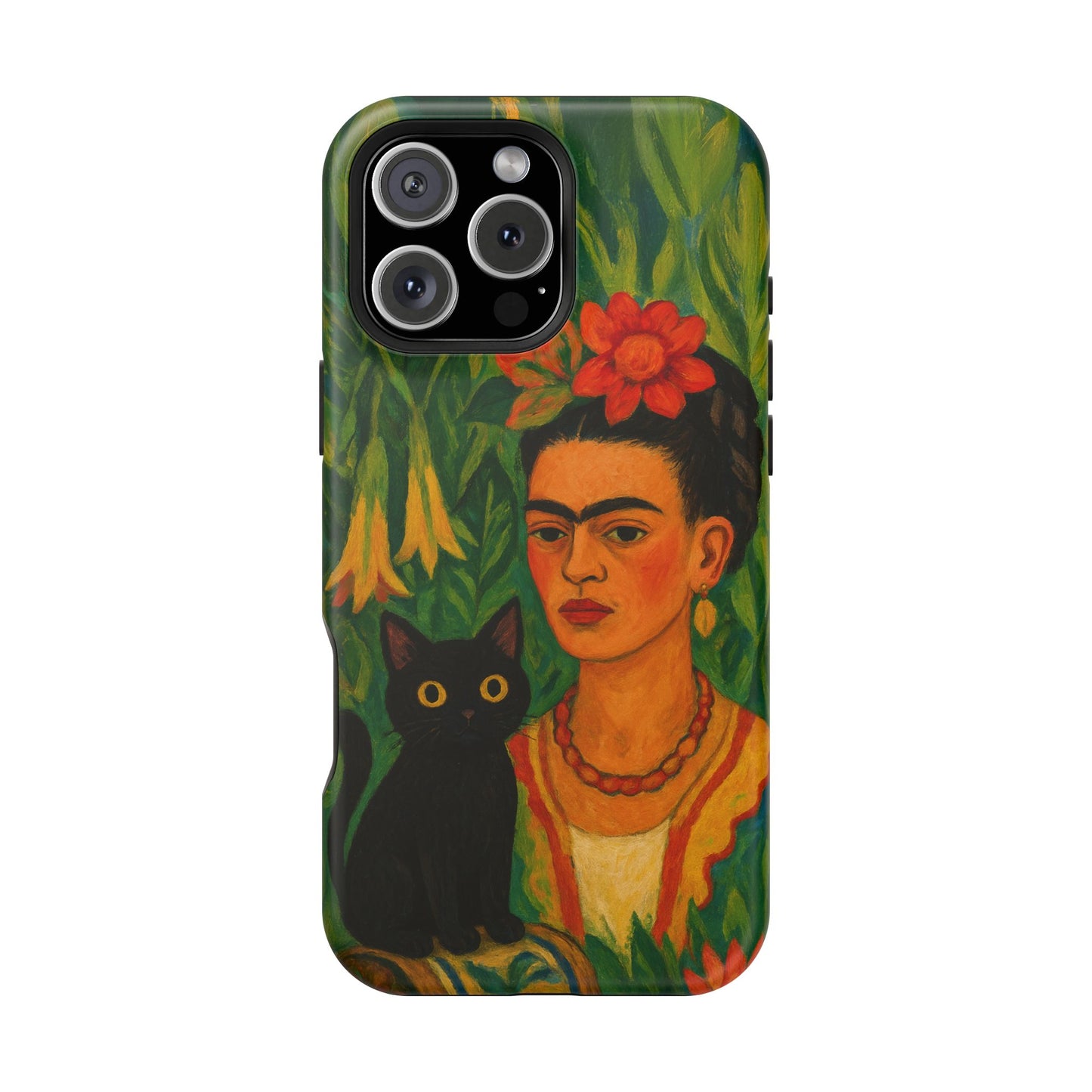 Frida & the Black Cat โ Kahlo Inspired โ iPhone 16, 15, 14, 13 โ MagSafe Magnetic Tough Case by HitStickers