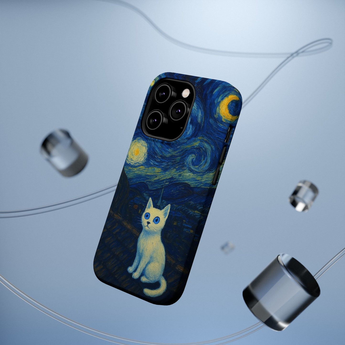 Starry Night Cat โ Van Gogh Inspired โ iPhone 16, 15, 14, 13 โ MagSafe Magnetic Tough Case by HitStickers