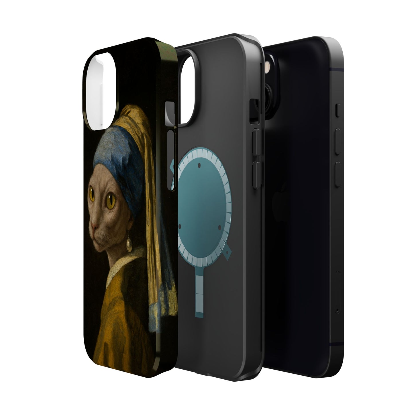 Cat with a Pearl Earring โ Vermeer Inspired โ iPhone 16, 15, 14, 13 โ MagSafe Magnetic Tough Case by HitStickers