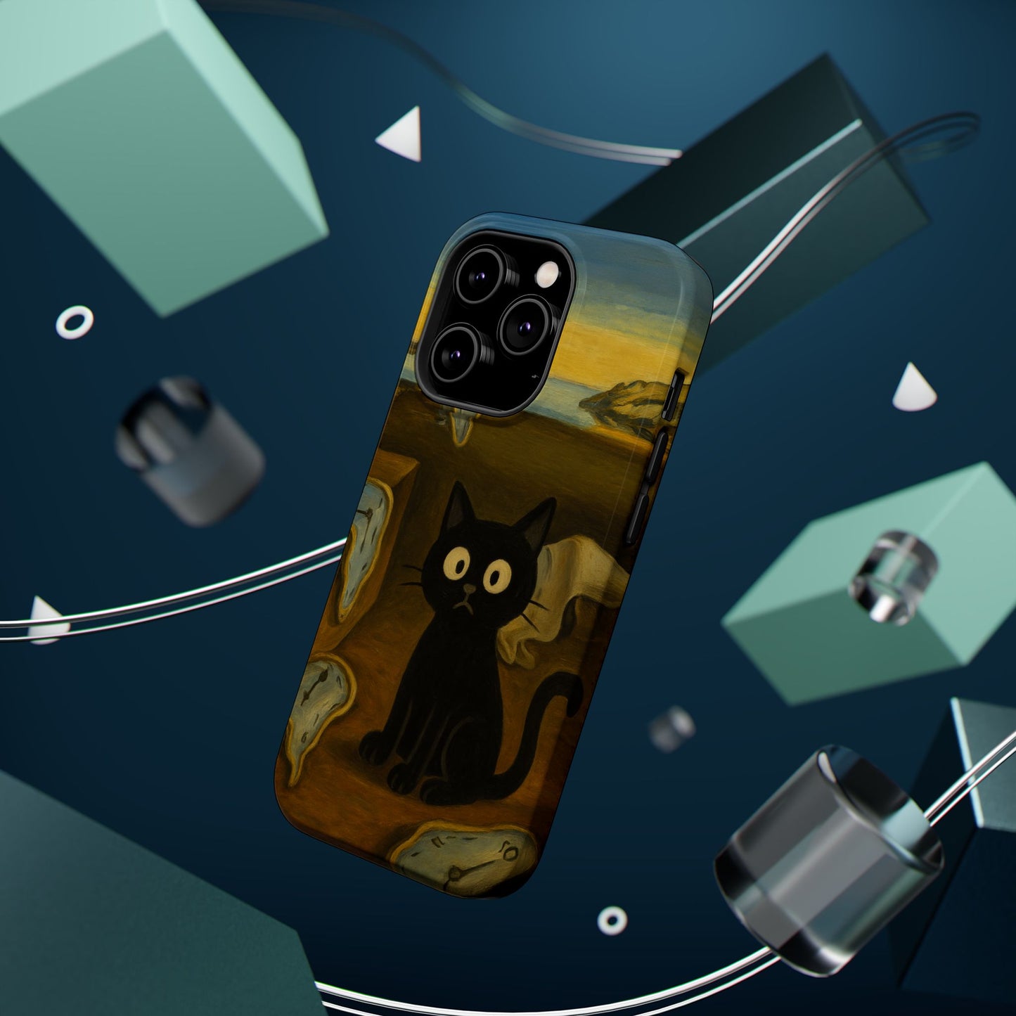 The Cat of Melting Time – Dalí Inspired – iPhone 16, 15, 14, 13 – MagSafe Magnetic Tough Case by HitStickers