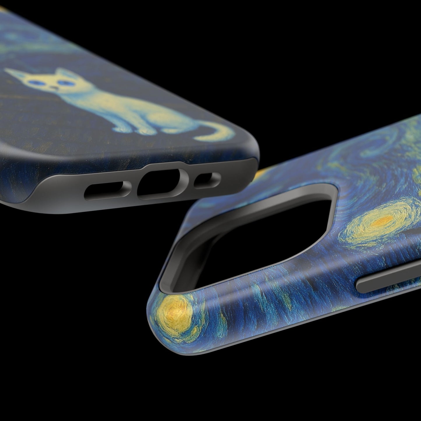 Starry Night Cat โ Van Gogh Inspired โ iPhone 16, 15, 14, 13 โ MagSafe Magnetic Tough Case by HitStickers