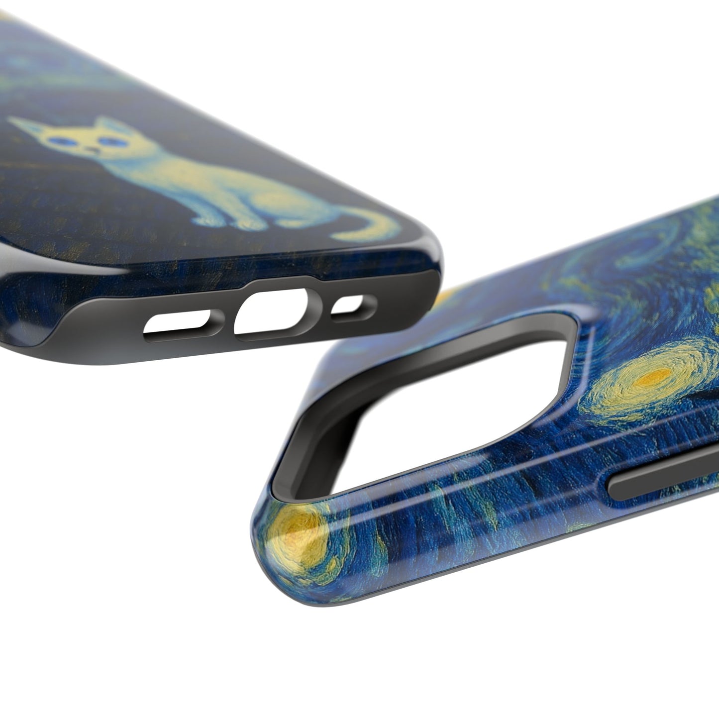 Starry Night Cat โ Van Gogh Inspired โ iPhone 16, 15, 14, 13 โ MagSafe Magnetic Tough Case by HitStickers
