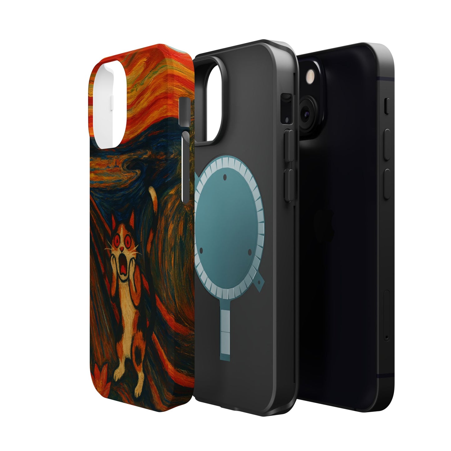 The Cat Scream โ Munch Inspired โ iPhone 16, 15, 14, 13 โ MagSafe Magnetic Tough Case by HitStickers