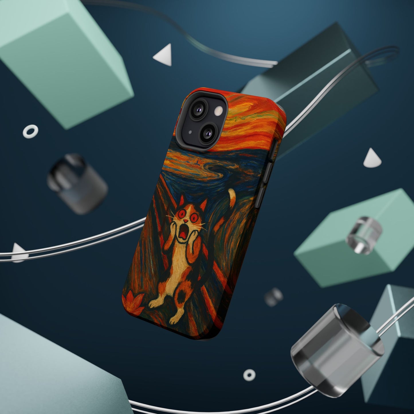 The Cat Scream โ Munch Inspired โ iPhone 16, 15, 14, 13 โ MagSafe Magnetic Tough Case by HitStickers