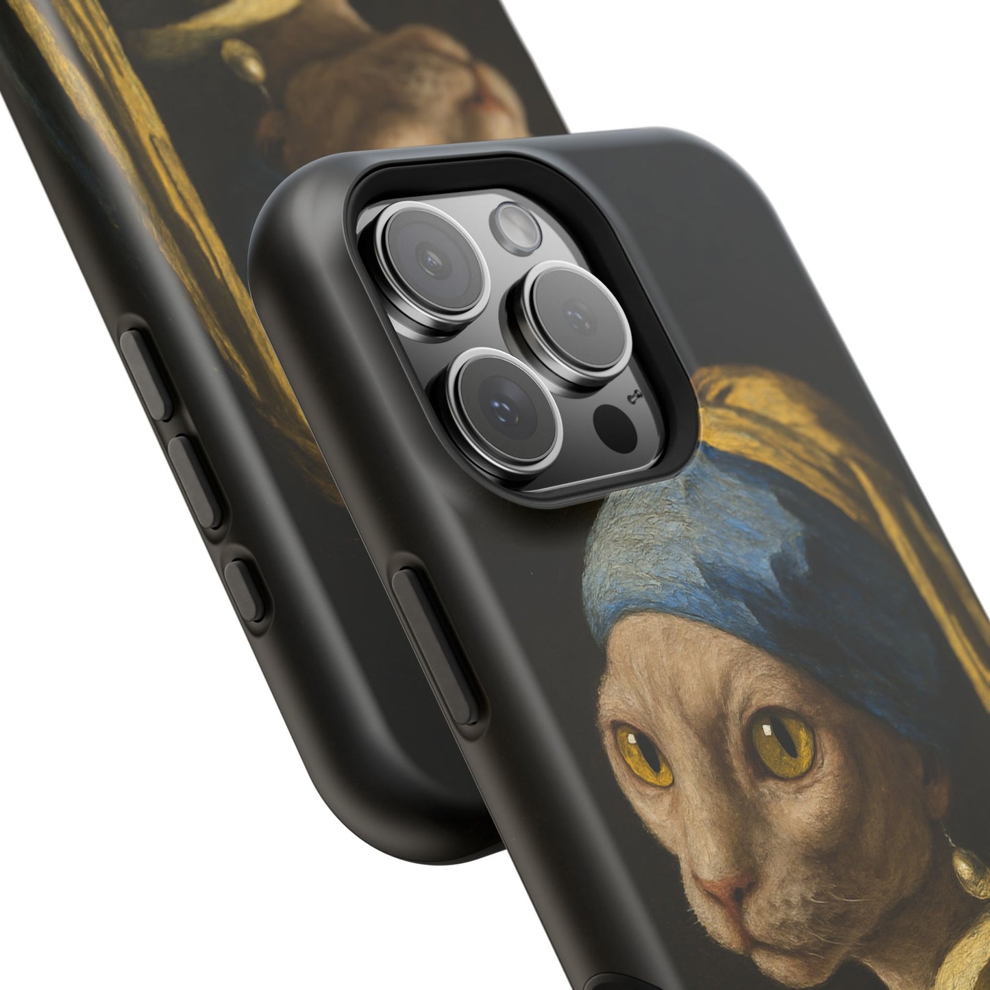 Cat with a Pearl Earring โ Vermeer Inspired โ iPhone 16, 15, 14, 13 โ MagSafe Magnetic Tough Case by HitStickers