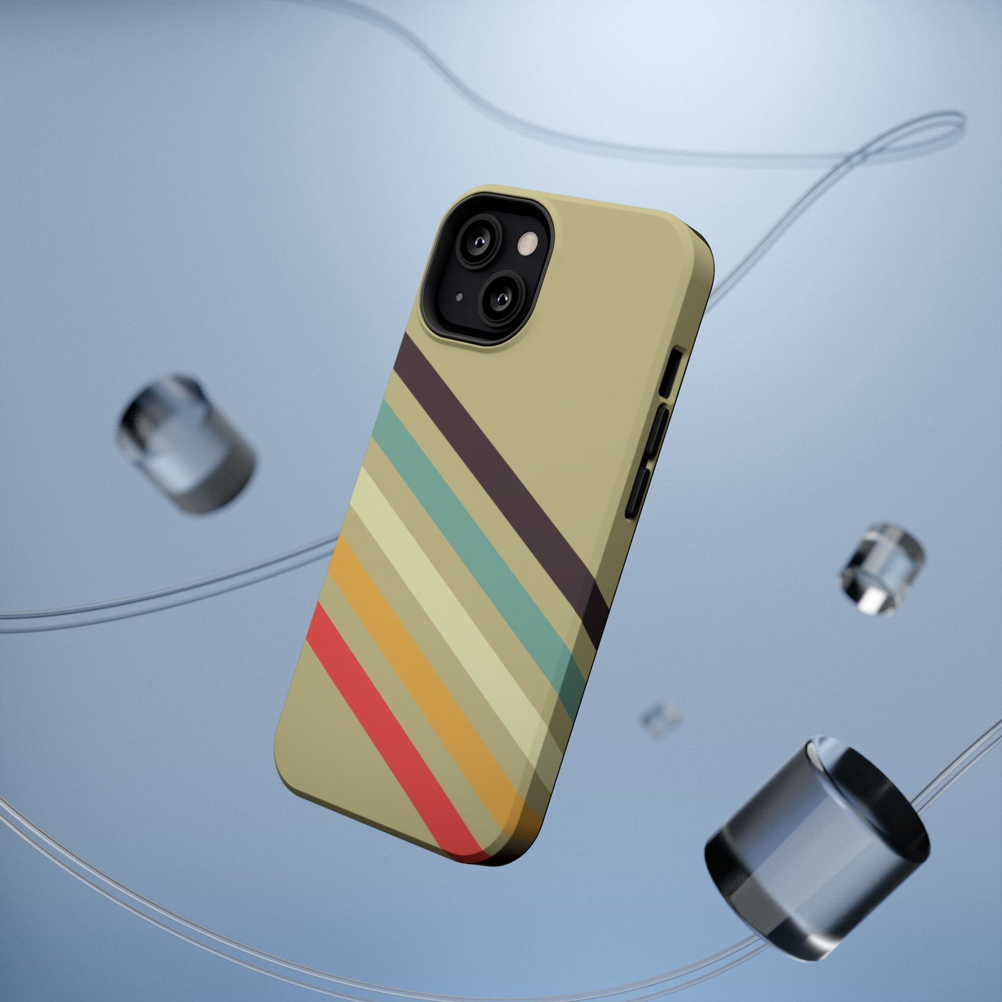 Retro Striped Case for iPhone 16, 15, 14, 13 - MagSafe Magnetic Tough Case by HitStickers