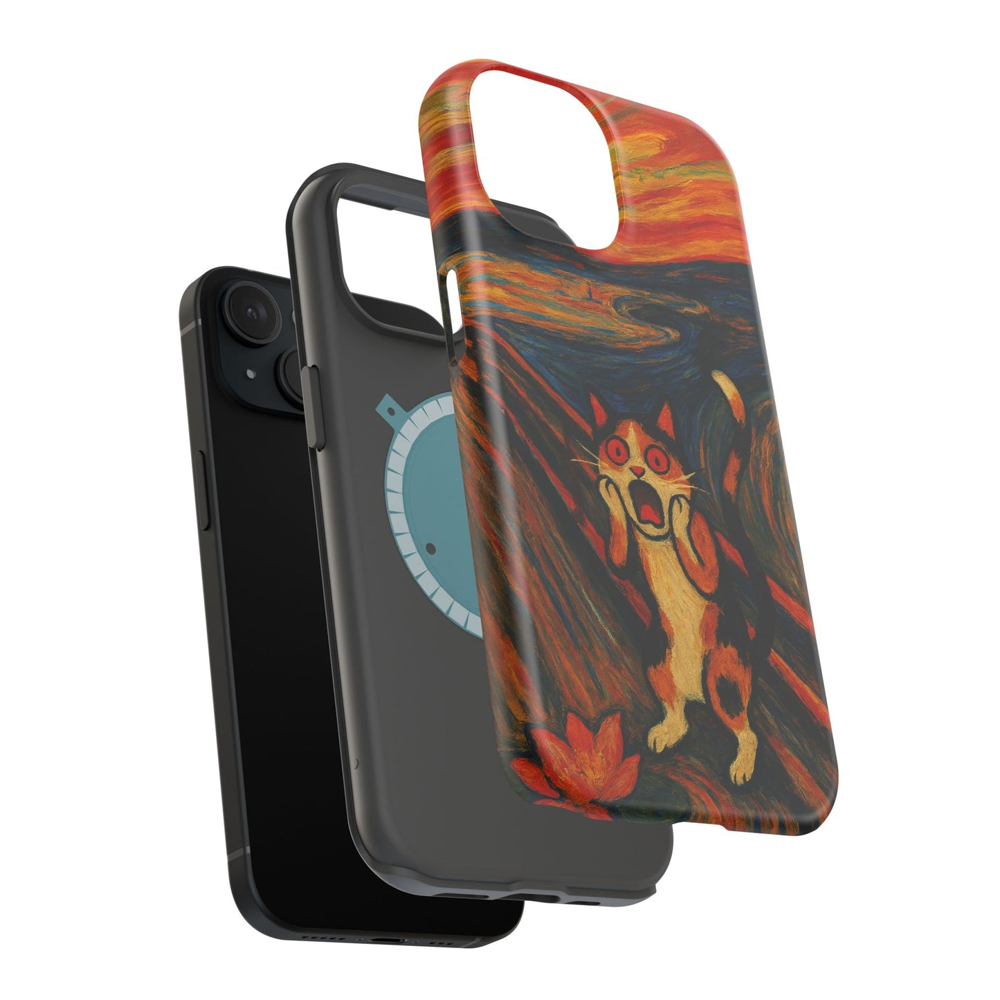 The Cat Scream โ Munch Inspired โ iPhone 16, 15, 14, 13 โ MagSafe Magnetic Tough Case by HitStickers