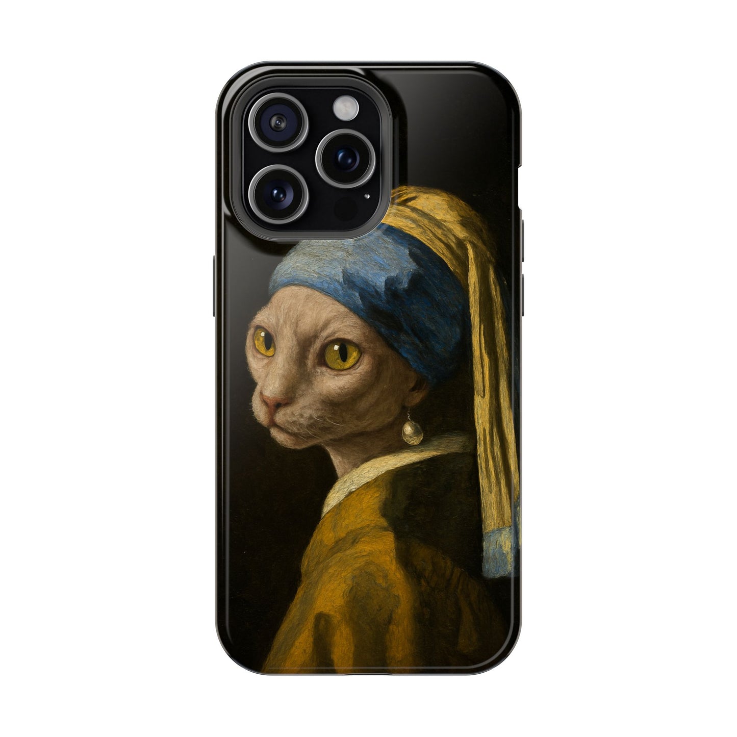 Cat with a Pearl Earring โ Vermeer Inspired โ iPhone 16, 15, 14, 13 โ MagSafe Magnetic Tough Case by HitStickers