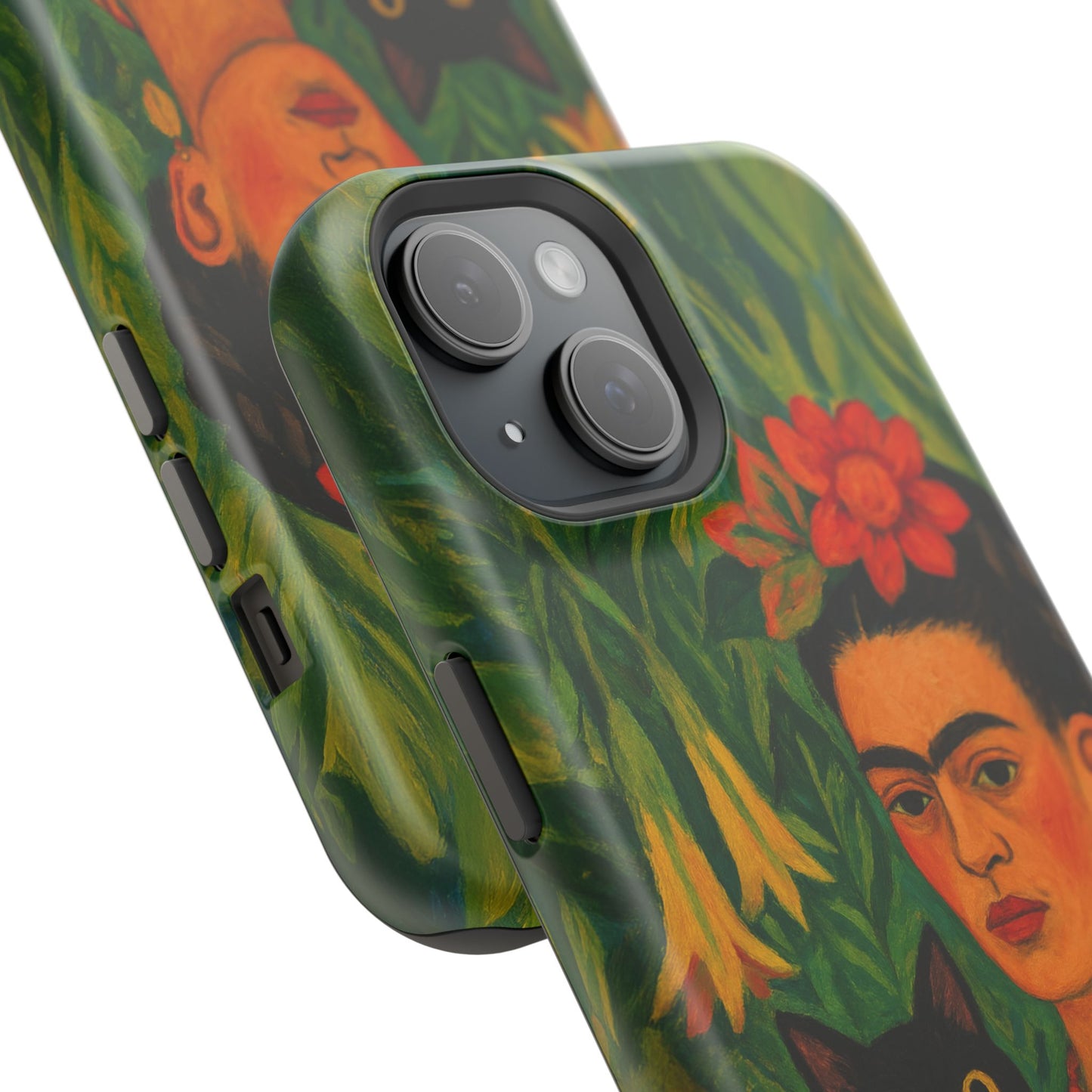 Frida & the Black Cat โ Kahlo Inspired โ iPhone 16, 15, 14, 13 โ MagSafe Magnetic Tough Case by HitStickers