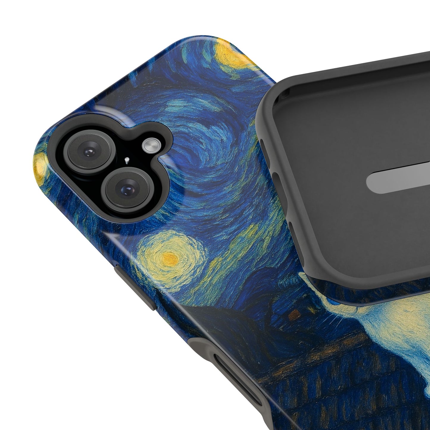 Starry Night Cat โ Van Gogh Inspired โ iPhone 16, 15, 14, 13 โ MagSafe Magnetic Tough Case by HitStickers