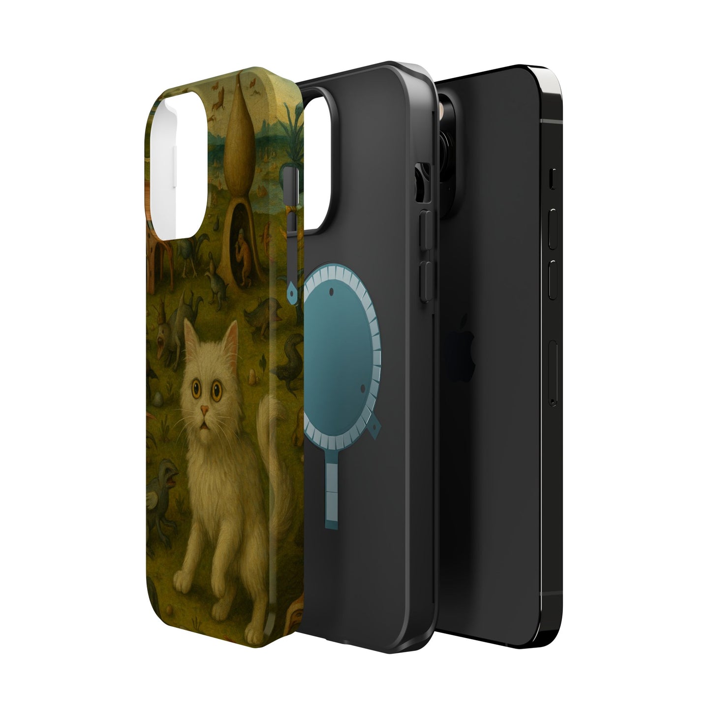 Garden of Cat Delights โ Bosch Inspired โ iPhone 16, 15, 14, 13 โ MagSafe Magnetic Tough Case by HitStickers