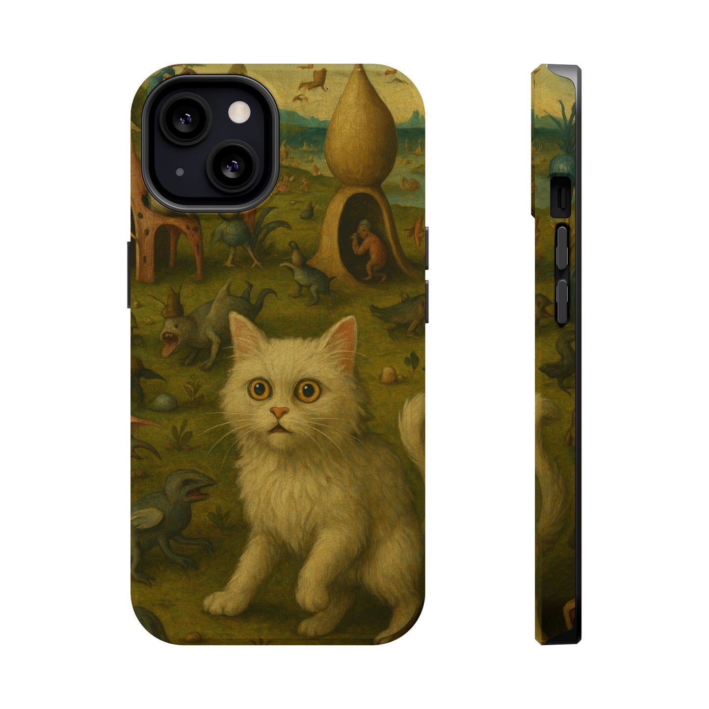 Garden of Cat Delights โ Bosch Inspired โ iPhone 16, 15, 14, 13 โ MagSafe Magnetic Tough Case by HitStickers