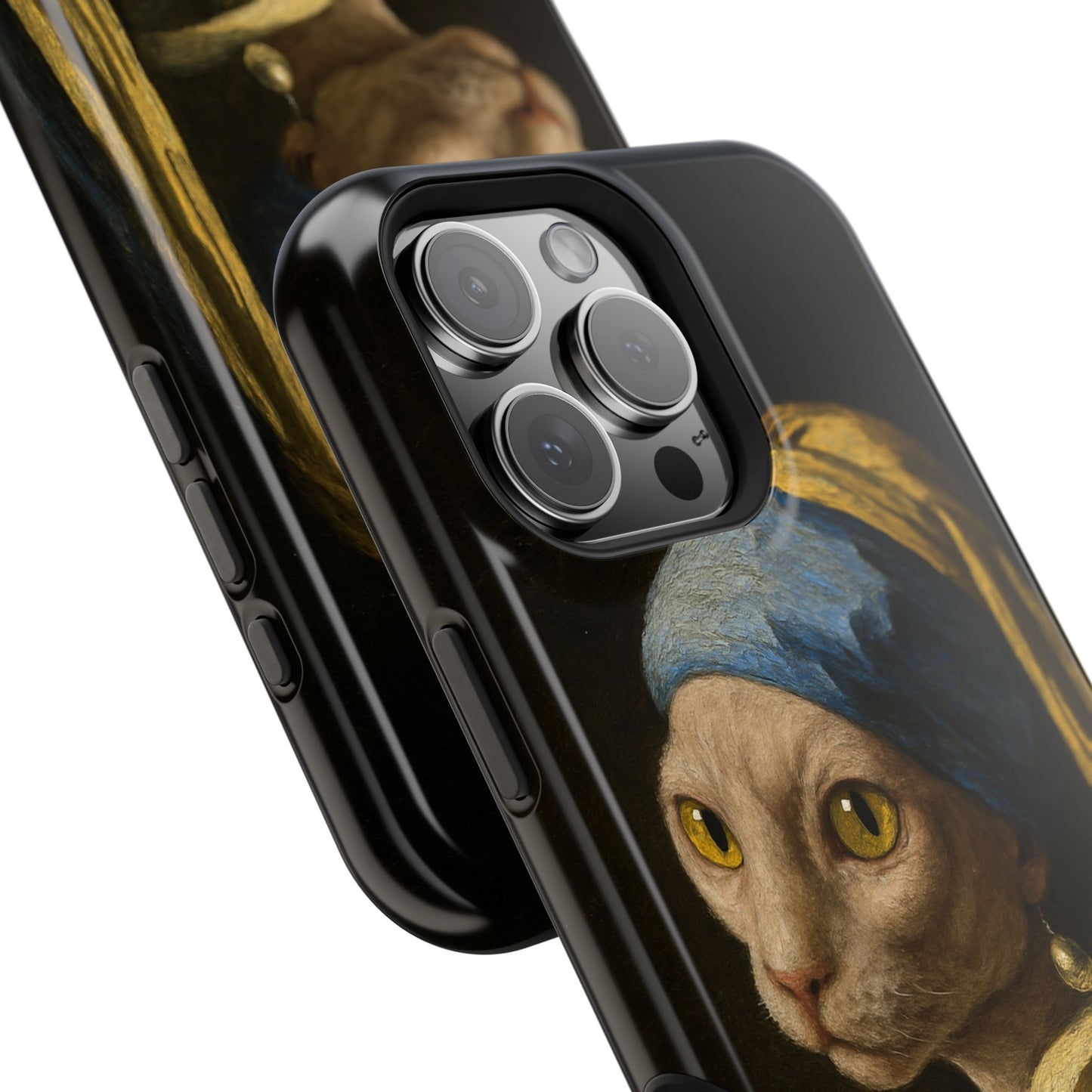 Cat with a Pearl Earring โ Vermeer Inspired โ iPhone 16, 15, 14, 13 โ MagSafe Magnetic Tough Case by HitStickers