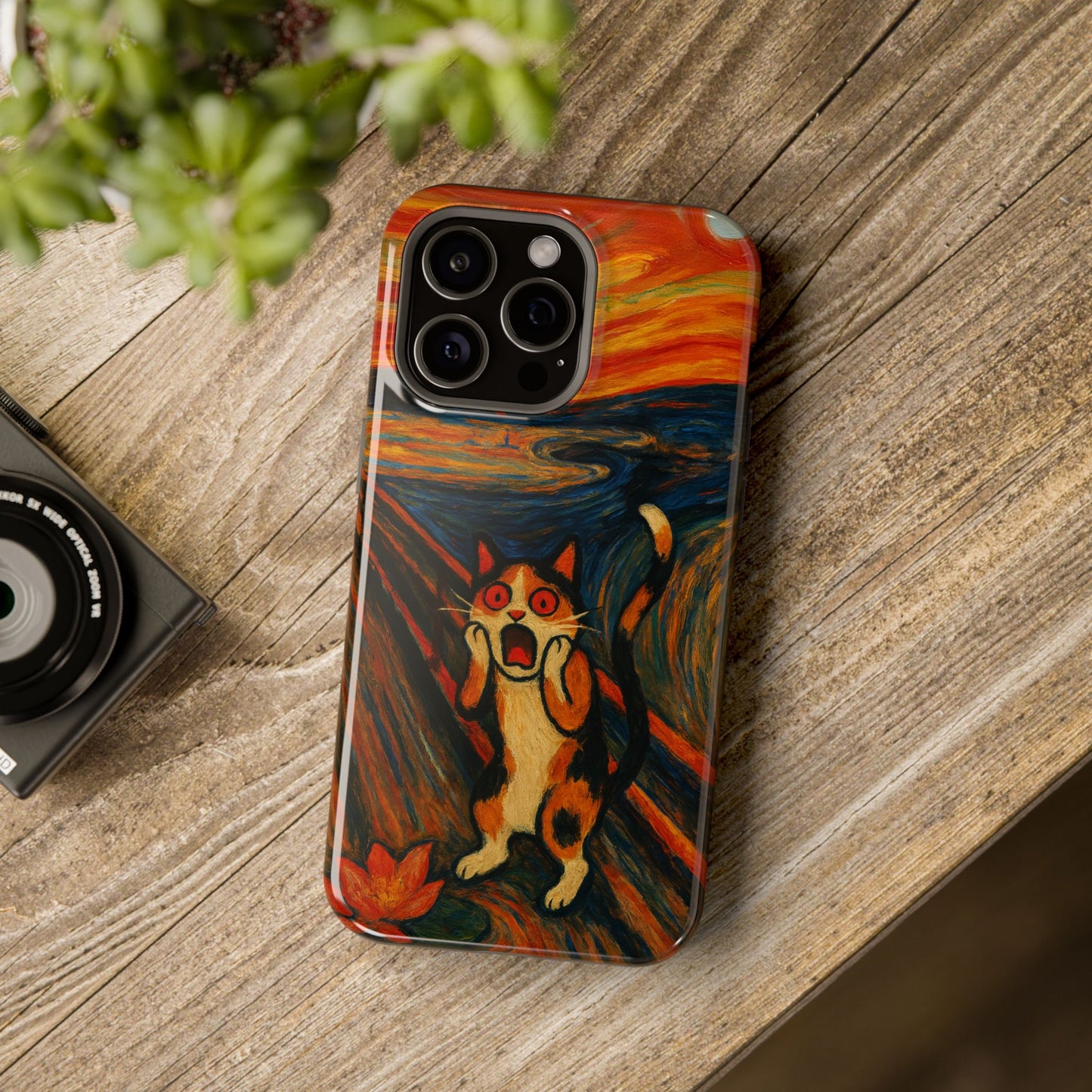 The Cat Scream โ Munch Inspired โ iPhone 16, 15, 14, 13 โ MagSafe Magnetic Tough Case by HitStickers