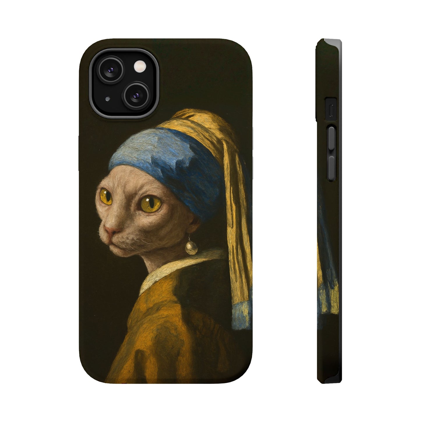Cat with a Pearl Earring โ Vermeer Inspired โ iPhone 16, 15, 14, 13 โ MagSafe Magnetic Tough Case by HitStickers