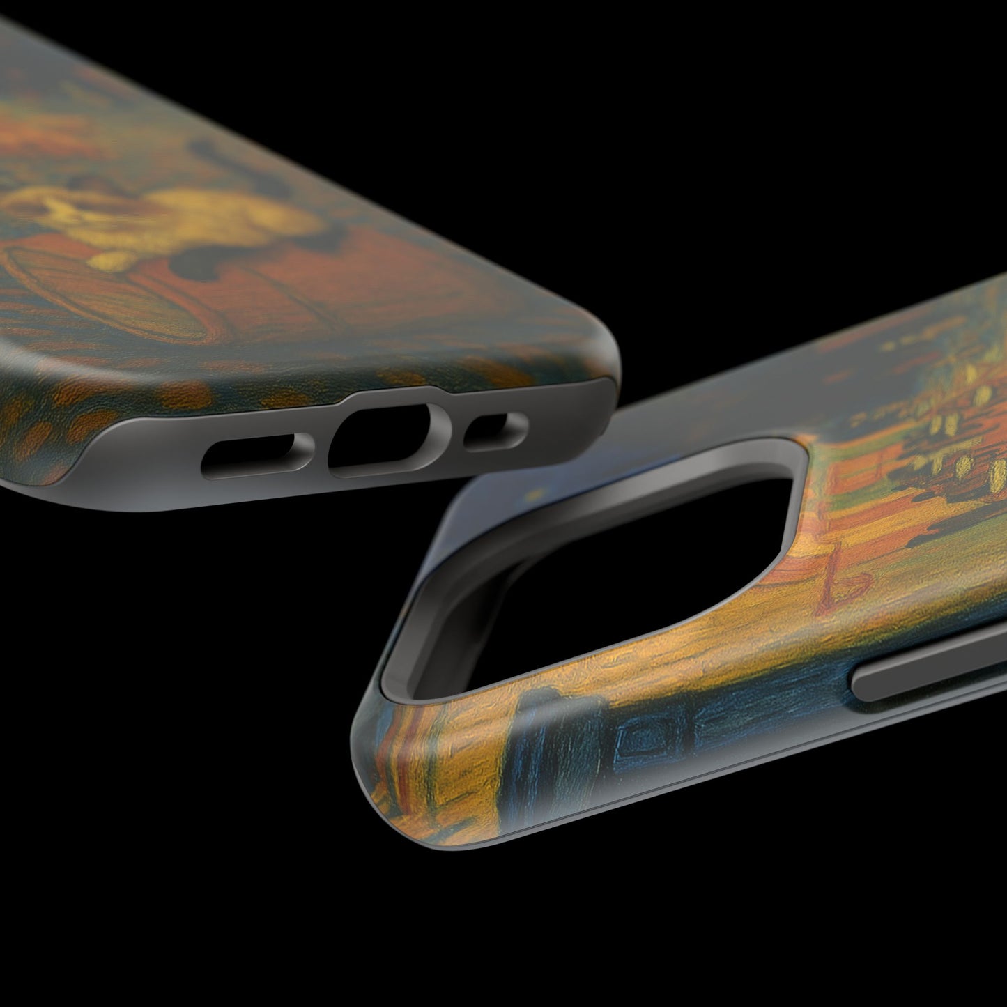 Café Cat at Night – Van Gogh Inspired – iPhone 16, 15, 14, 13 – MagSafe Magnetic Tough Case by HitStickers