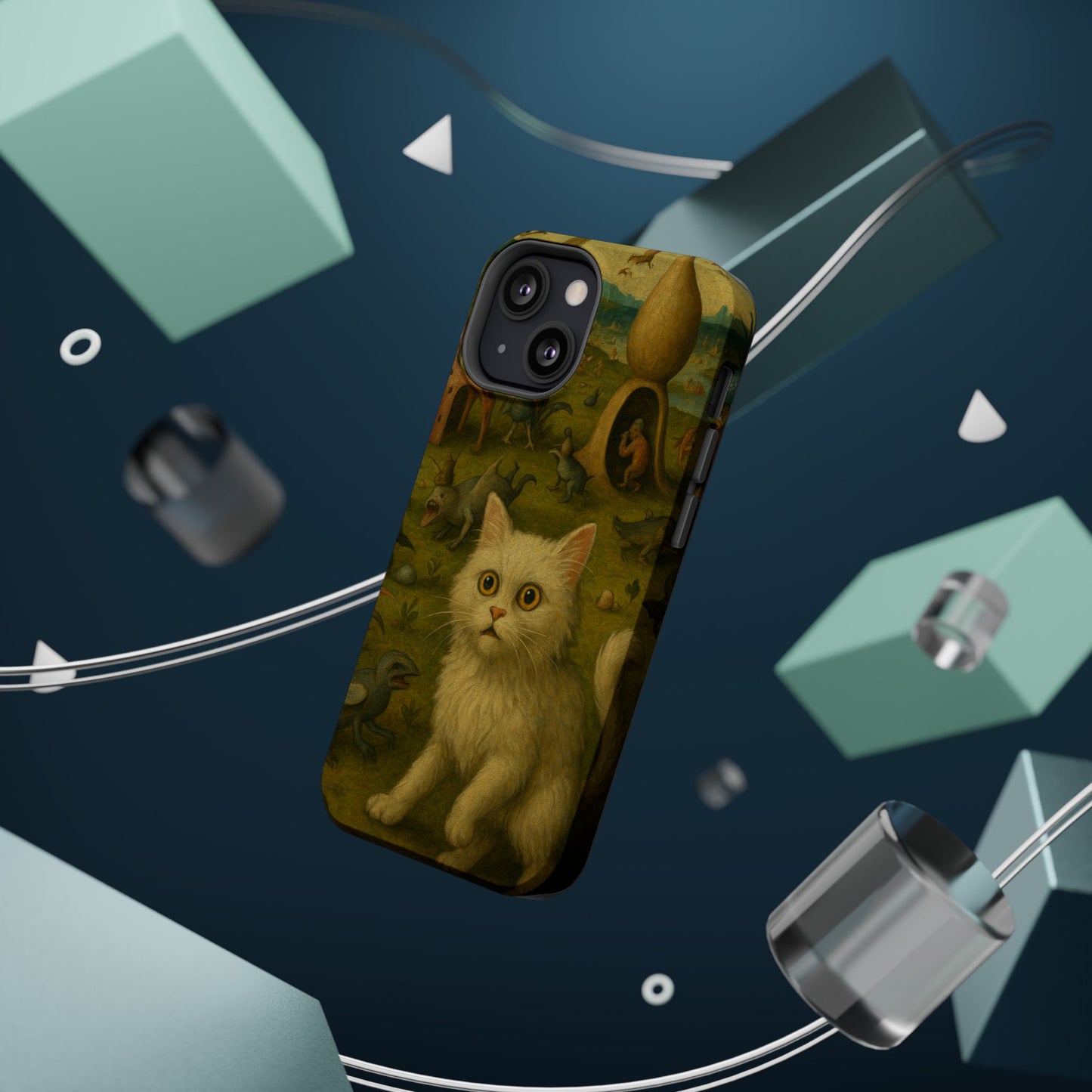 Garden of Cat Delights โ Bosch Inspired โ iPhone 16, 15, 14, 13 โ MagSafe Magnetic Tough Case by HitStickers