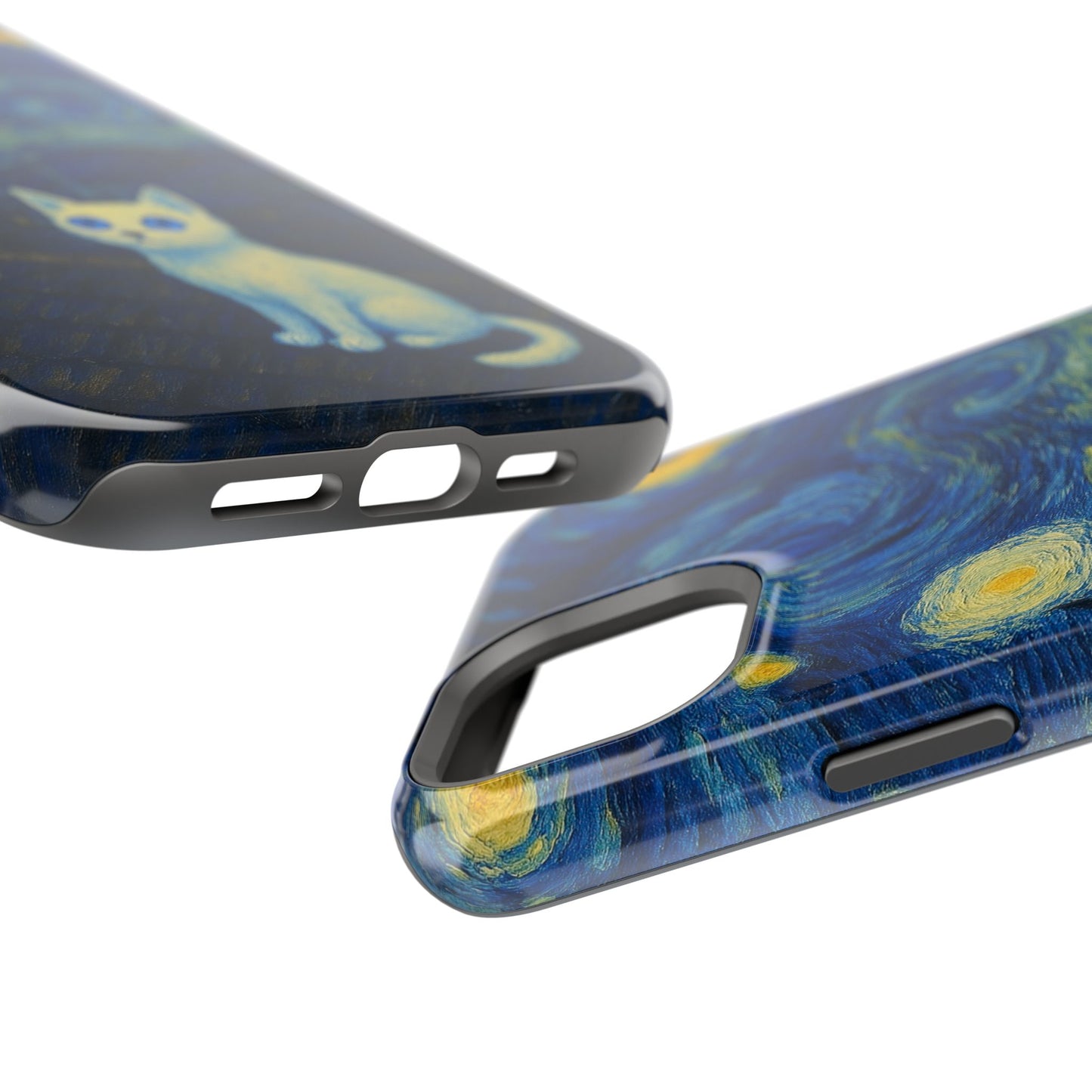 Starry Night Cat โ Van Gogh Inspired โ iPhone 16, 15, 14, 13 โ MagSafe Magnetic Tough Case by HitStickers