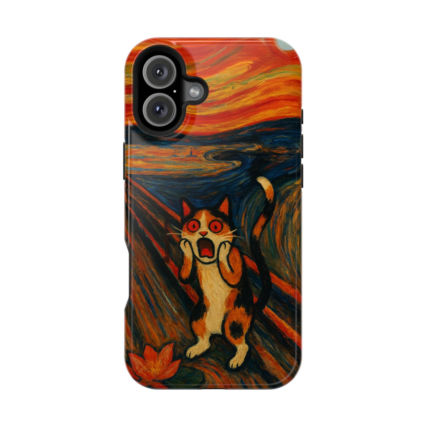 The Cat Scream โ Munch Inspired โ iPhone 16, 15, 14, 13 โ MagSafe Magnetic Tough Case by HitStickers