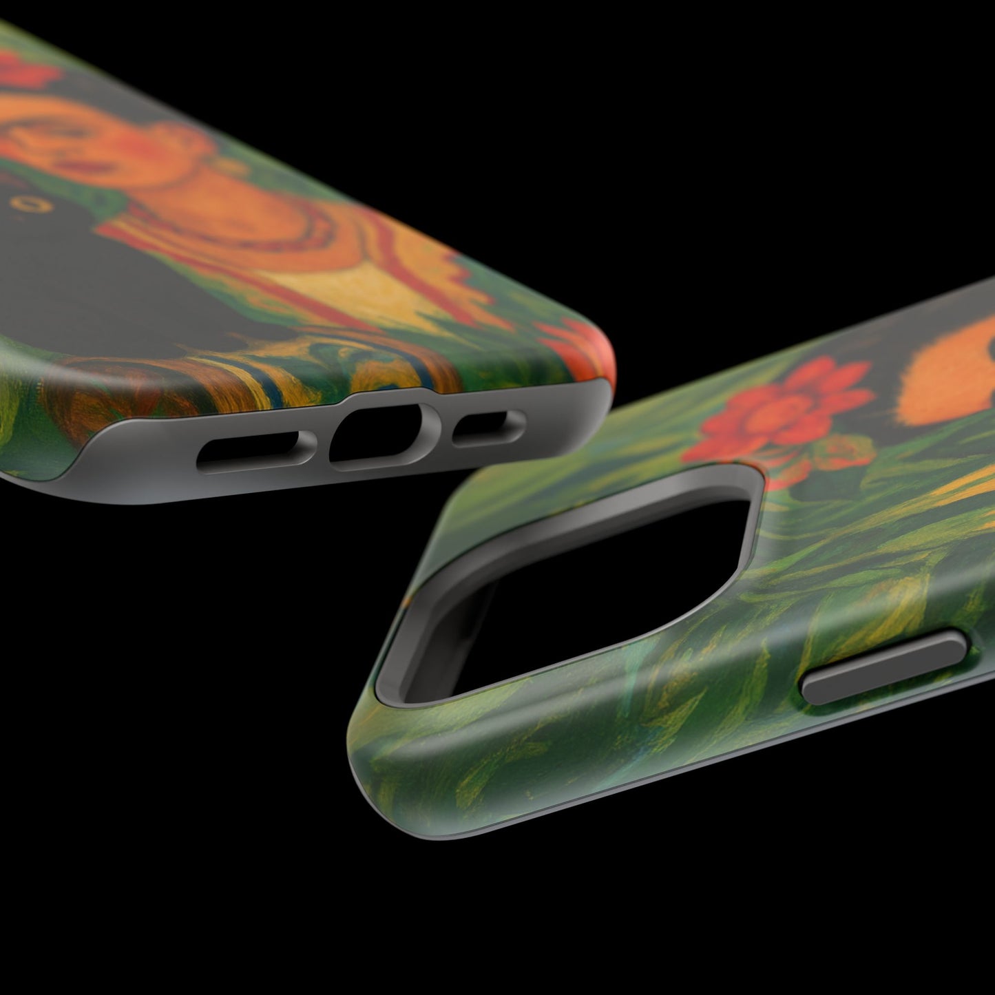 Frida & the Black Cat โ Kahlo Inspired โ iPhone 16, 15, 14, 13 โ MagSafe Magnetic Tough Case by HitStickers