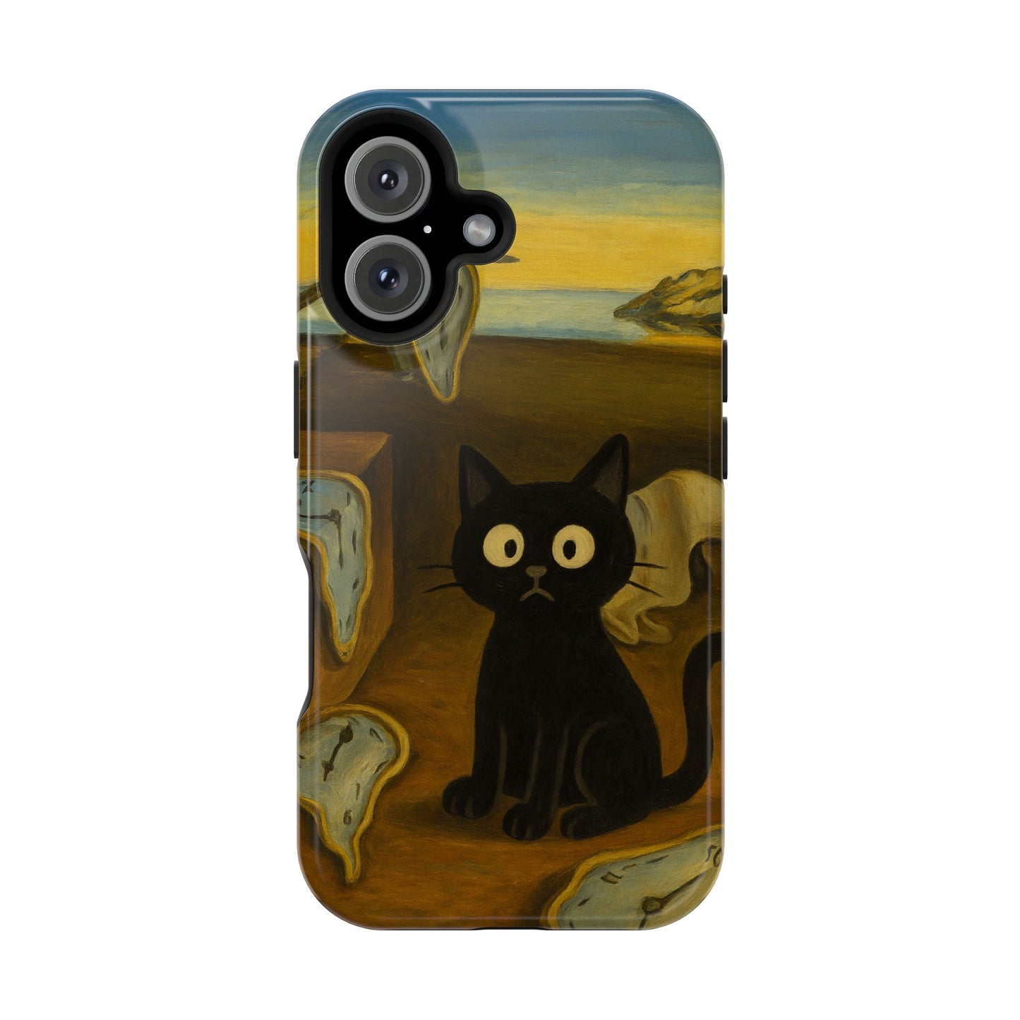 The Cat of Melting Time – Dalí Inspired – iPhone 16, 15, 14, 13 – MagSafe Magnetic Tough Case by HitStickers