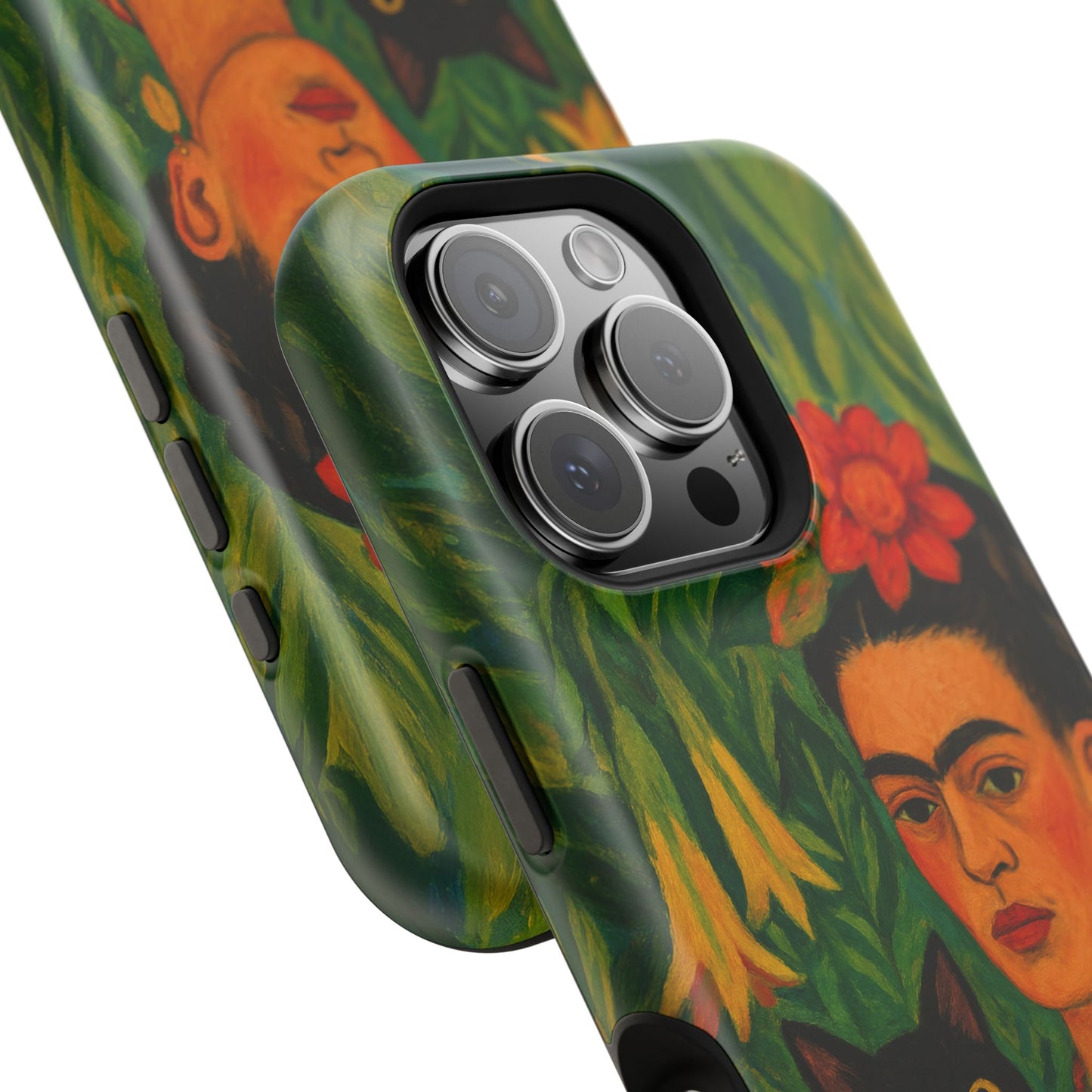 Frida & the Black Cat โ Kahlo Inspired โ iPhone 16, 15, 14, 13 โ MagSafe Magnetic Tough Case by HitStickers