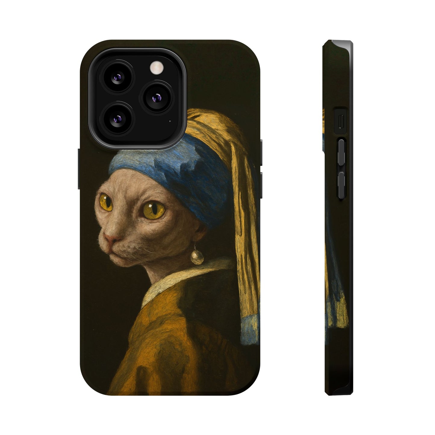 Cat with a Pearl Earring โ Vermeer Inspired โ iPhone 16, 15, 14, 13 โ MagSafe Magnetic Tough Case by HitStickers
