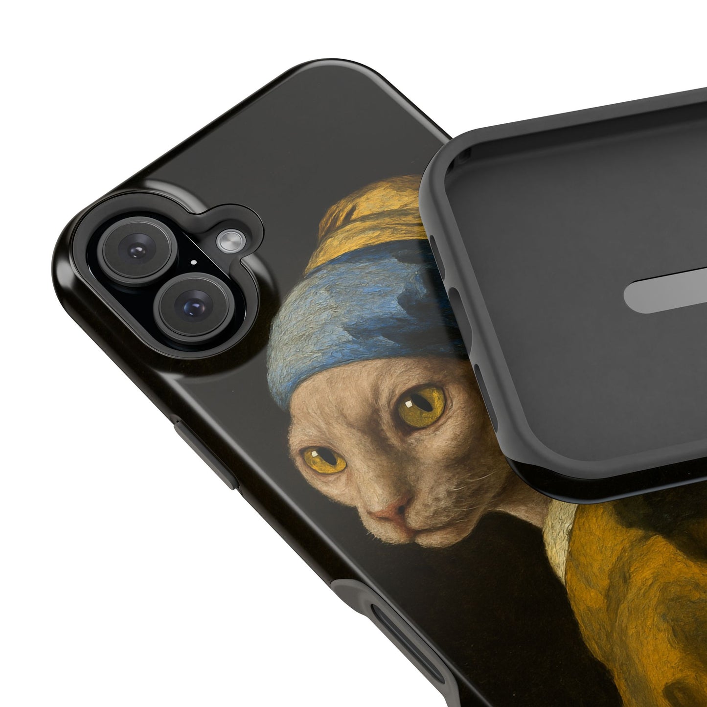 Cat with a Pearl Earring โ Vermeer Inspired โ iPhone 16, 15, 14, 13 โ MagSafe Magnetic Tough Case by HitStickers