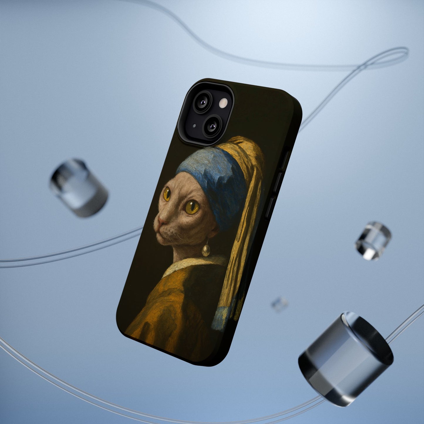 Cat with a Pearl Earring โ Vermeer Inspired โ iPhone 16, 15, 14, 13 โ MagSafe Magnetic Tough Case by HitStickers