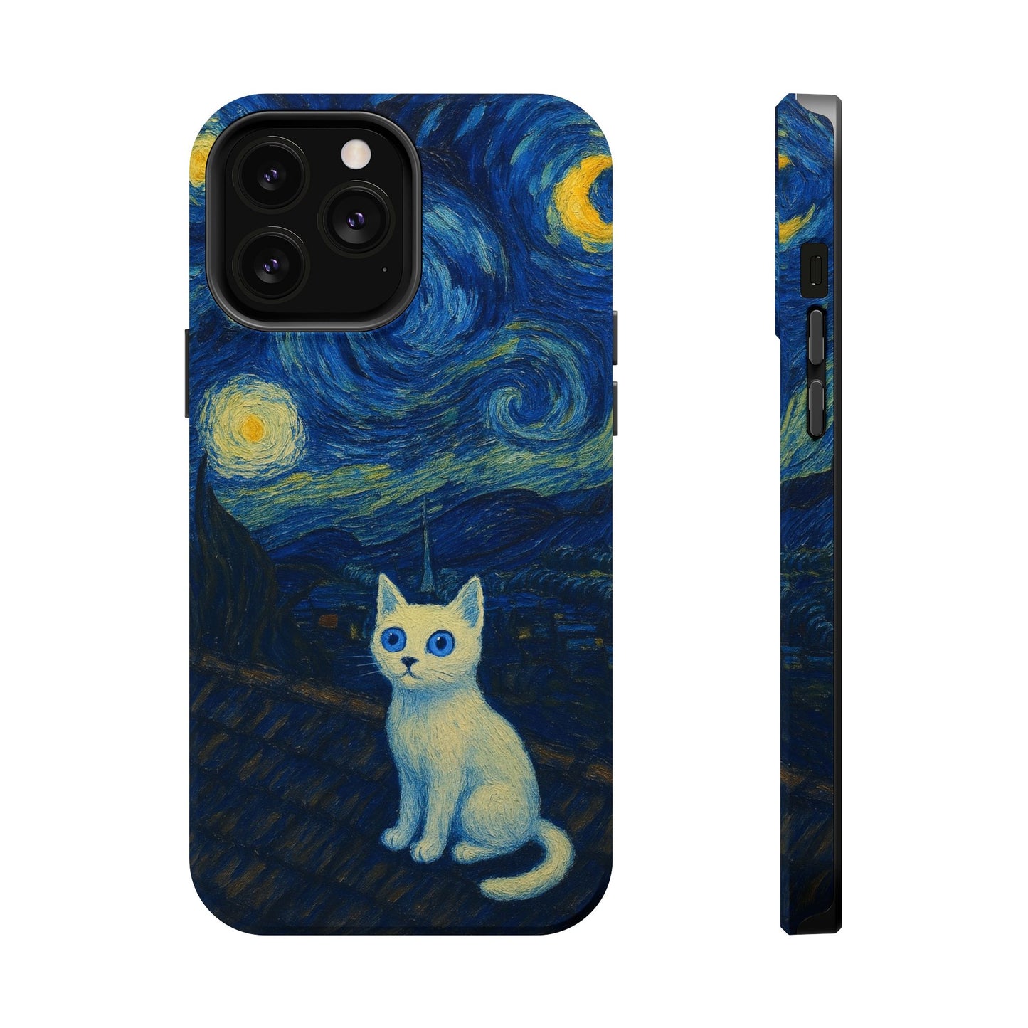 Starry Night Cat โ Van Gogh Inspired โ iPhone 16, 15, 14, 13 โ MagSafe Magnetic Tough Case by HitStickers