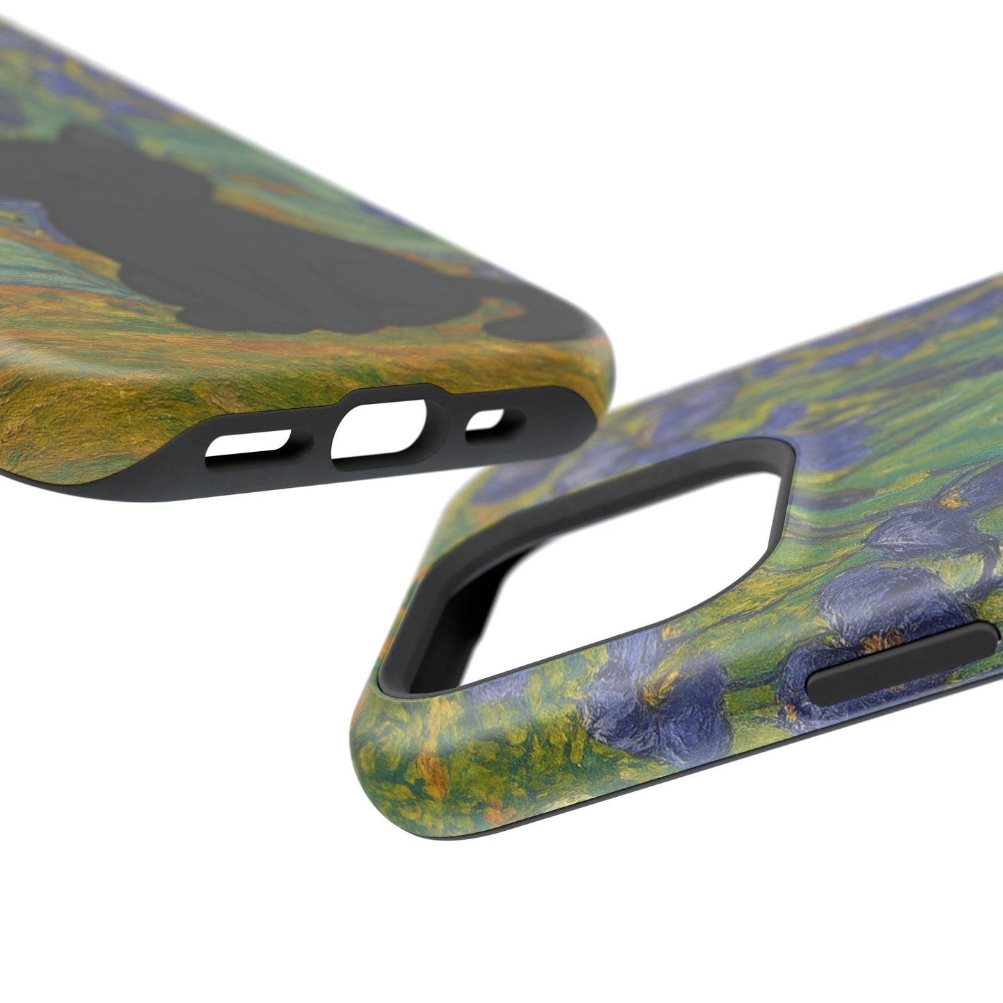 Peaceful Cat in Irises โ Van Gogh Inspired โ iPhone 16, 15, 14, 13 โ MagSafe Magnetic Tough Case by HitStickers