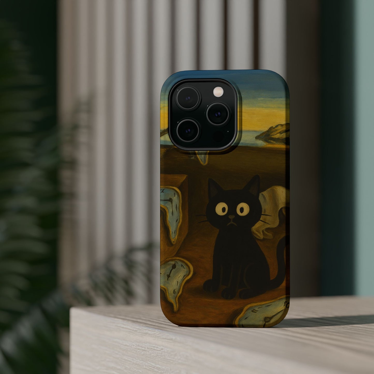 The Cat of Melting Time – Dalí Inspired – iPhone 16, 15, 14, 13 – MagSafe Magnetic Tough Case by HitStickers