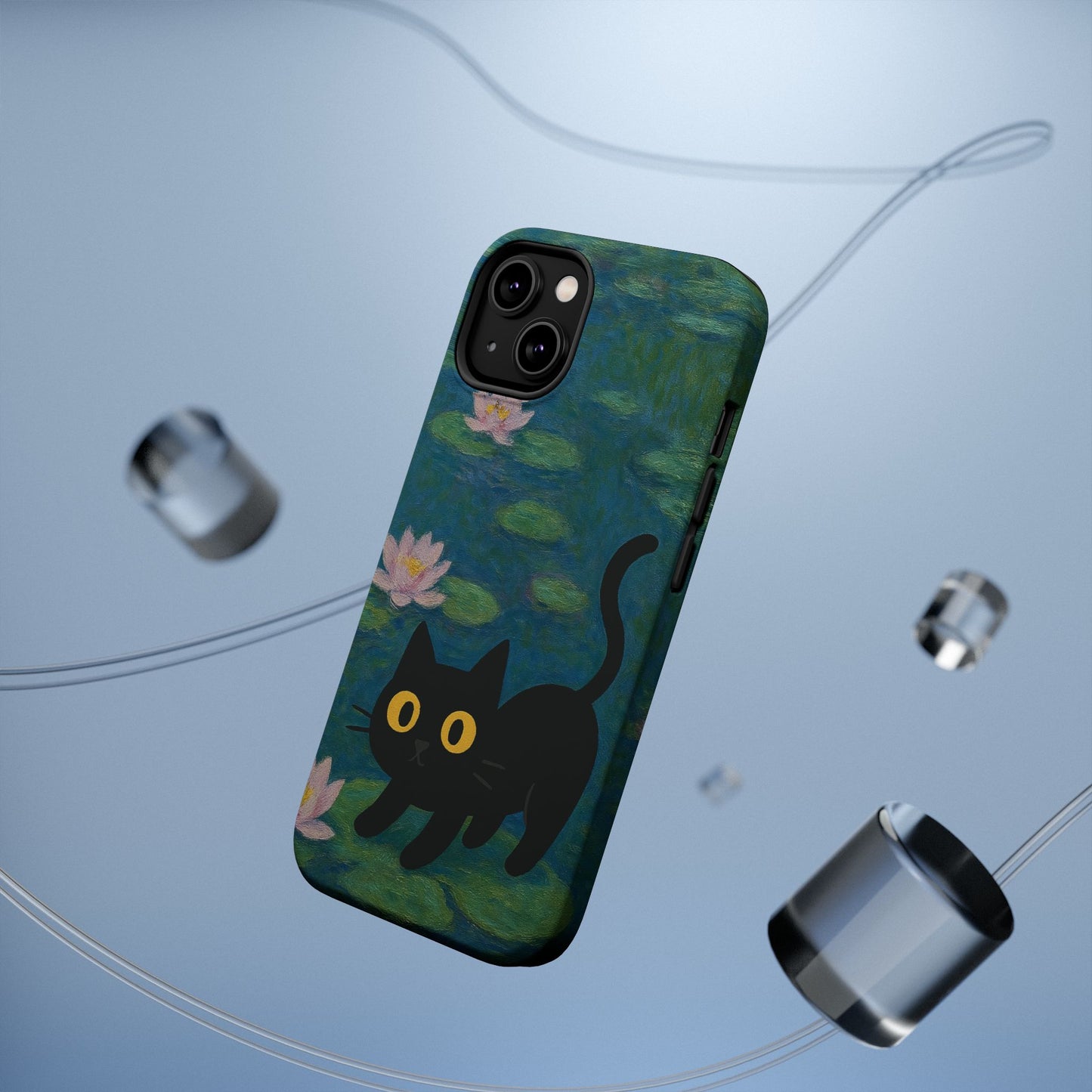 Water Lily Cat โ Monet Inspired โ iPhone 16, 15, 14, 13 โ MagSafe Magnetic Tough Case by HitStickers