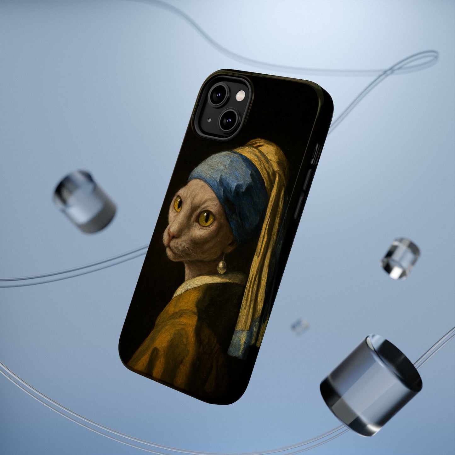 Cat with a Pearl Earring โ Vermeer Inspired โ iPhone 16, 15, 14, 13 โ MagSafe Magnetic Tough Case by HitStickers