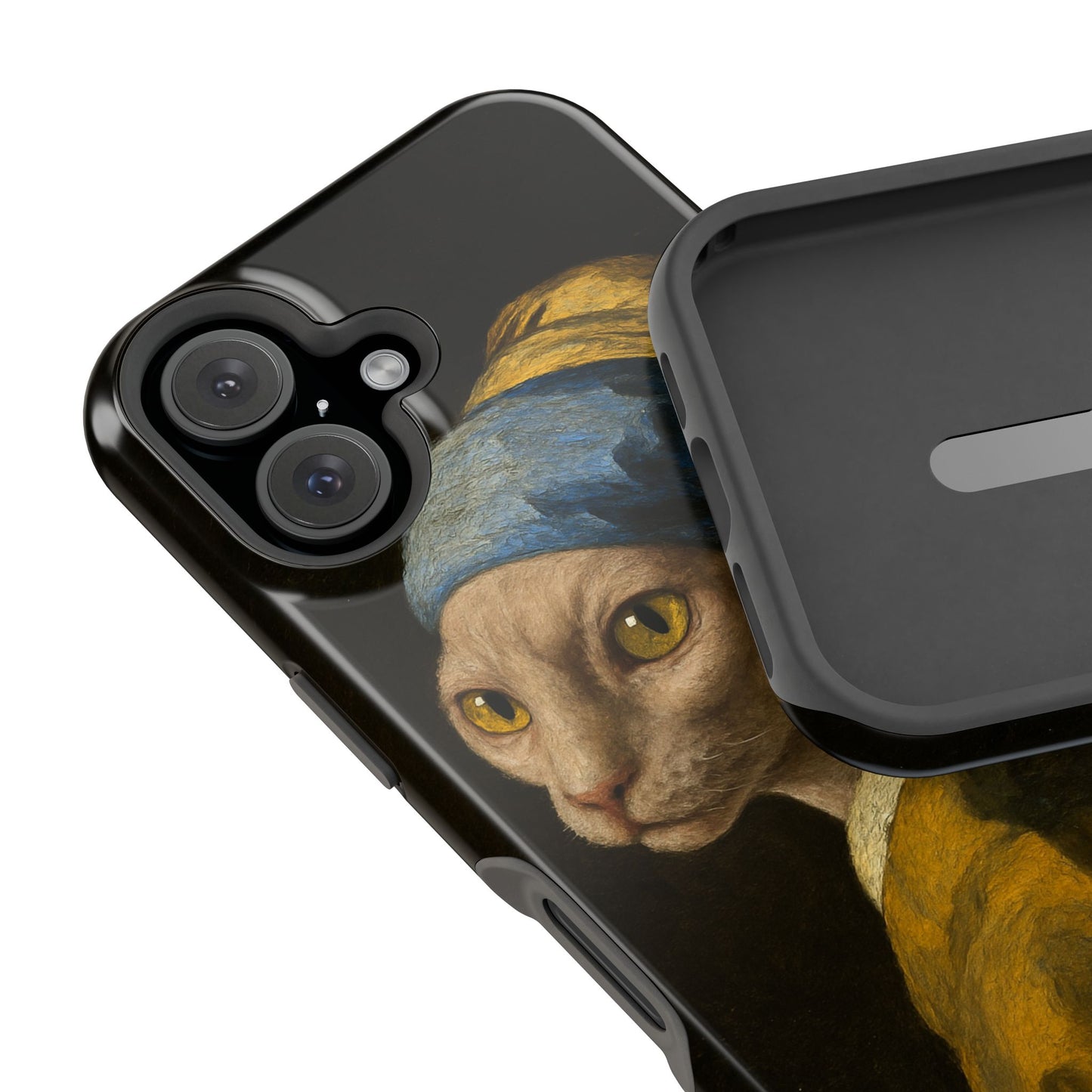 Cat with a Pearl Earring โ Vermeer Inspired โ iPhone 16, 15, 14, 13 โ MagSafe Magnetic Tough Case by HitStickers