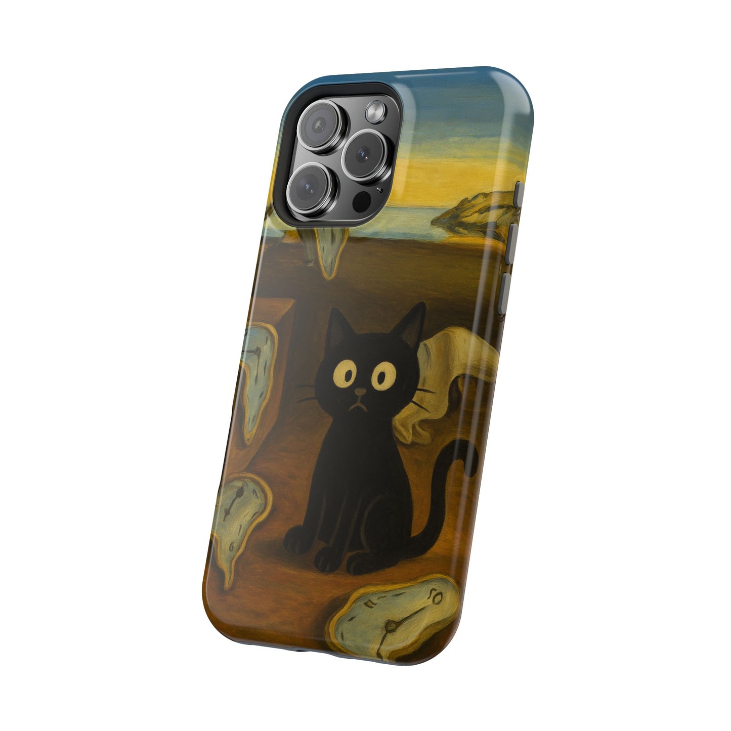 The Cat of Melting Time – Dalí Inspired – iPhone 16, 15, 14, 13 – MagSafe Magnetic Tough Case by HitStickers