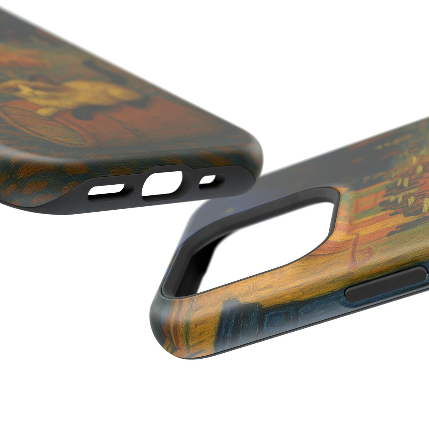 Café Cat at Night – Van Gogh Inspired – iPhone 16, 15, 14, 13 – MagSafe Magnetic Tough Case by HitStickers