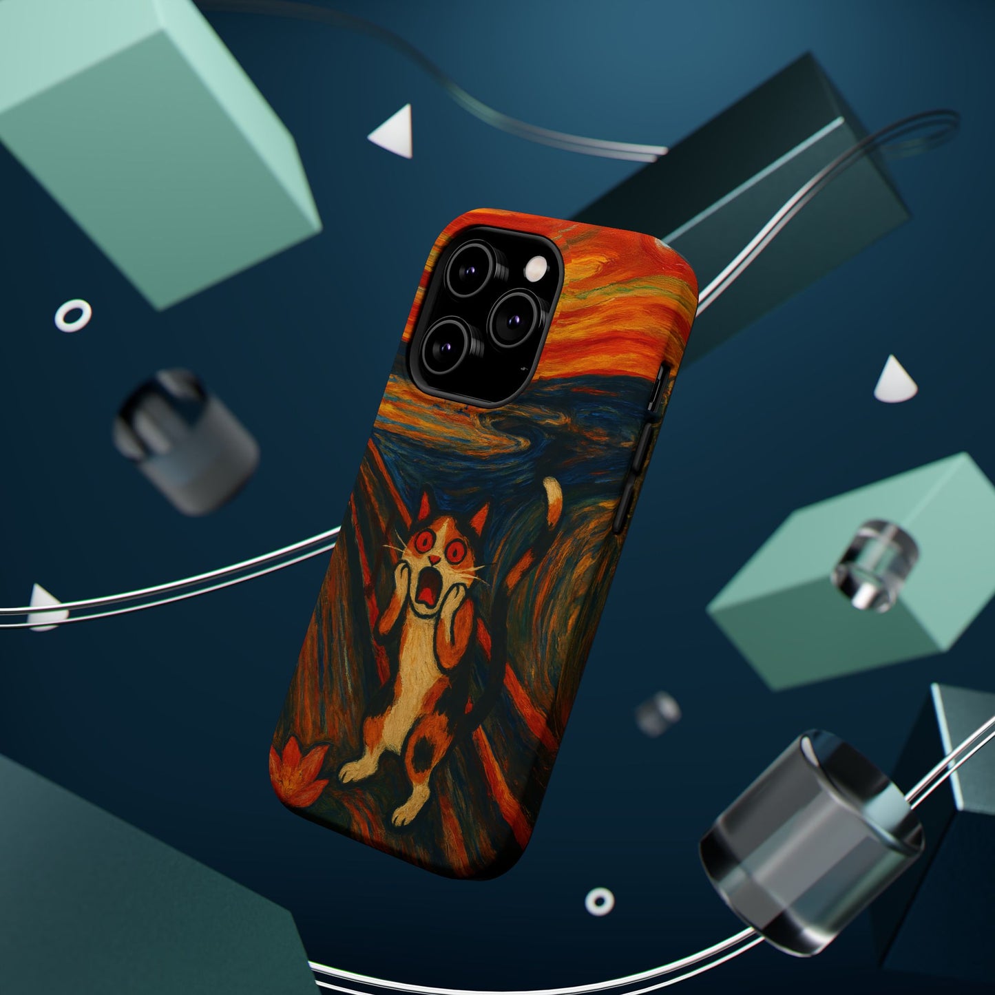 The Cat Scream โ Munch Inspired โ iPhone 16, 15, 14, 13 โ MagSafe Magnetic Tough Case by HitStickers
